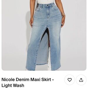 Nicole Blue Maxi Skirt with Slit for Casual Nights